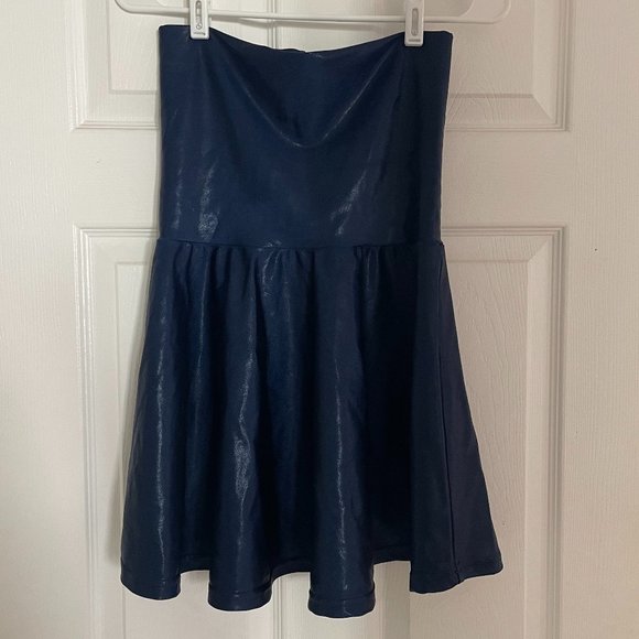 Women's Medium American Apparel Metallic Navy Mini Strapless Dress Skirt - Picture 1 of 6